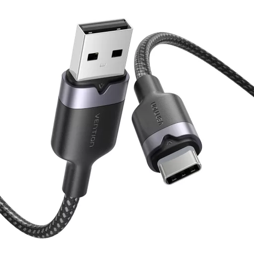 Vention USB-A 2.0/M -> USB-C/M, 1m,(fekete,3A), kábel