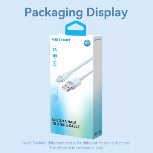 Vention USB-A 2.0/M -> USB-C/M, 1m,(blue,3A), kábel