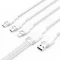 Vention USB-A 2.0/M -> USB-C/Lightning/Micro USB-B, 1,5m,(fehér,3A,3in1), kábel