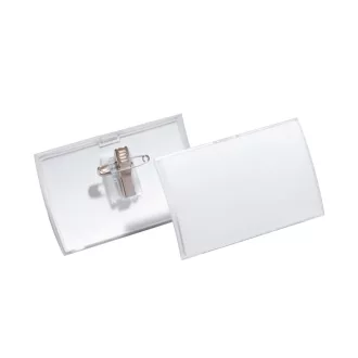 Névkitűző 54 x90mm, kombi klippel, 25 db/csomag, Durable Click Fold áttetsző – Tonerklinika Debrecen
