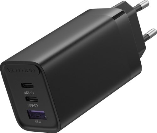 Vention USB-C+C+A (65W/30W/30W,  3-portos, fekete), töltő