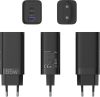 Vention USB-C+C+A (65W/30W/30W,  3-portos, fekete), töltő