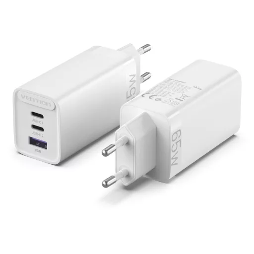 Vention USB-C+C+A (65W/30W/30W,  3-portos, fehér), töltő