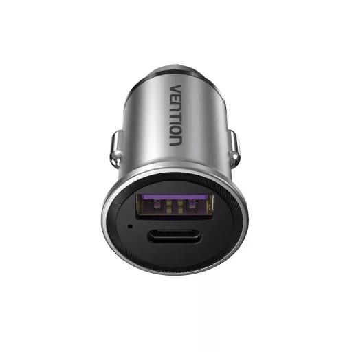 Vention USB-A+C (2port,30W, szürke, szivargyújtós), töltő