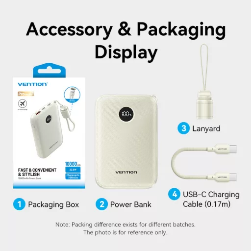 Vention FKAN0-C 10000mah, (bézs,22,5W), powerbank