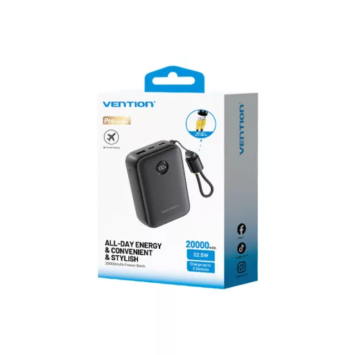 Vention FKBB0-C 20000mah, (fekete ,22,5W), powerbank