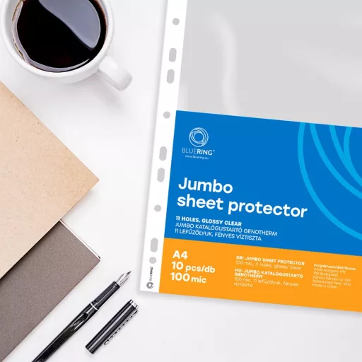 Genotherm lefűzhető, A4, 100 micron jumbo víztiszta Bluering® 10 db/csomag, – Tonerklinika Debrecen