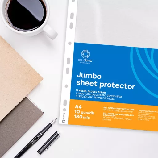 Genotherm lefűzhető, A4, 180 micron jumbo katalógustartó Bluering® 10 db/csomag, – Tonerklinika Debrecen