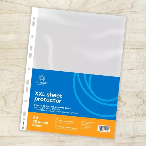 Genotherm lefűzhető, A4, XXL 50 micron 250x310mm, extra SZÉLES víztiszta Bluering® 50 db/csomag – Tonerklinika Debrecen