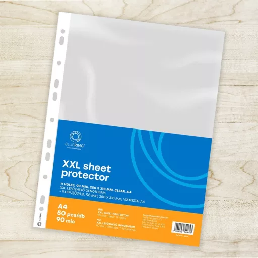 Genotherm lefűzhető, A4, XXL 90 micron 250x310mm, Extra SZÉLES víztiszta Bluering® 50 db/csomag – Tonerklinika Debrecen