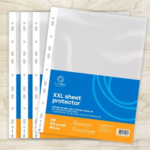 Genotherm lefűzhető, A4, XXL 90 micron 250x310mm, Extra SZÉLES víztiszta Bluering® 50 db/csomag – Tonerklinika Debrecen