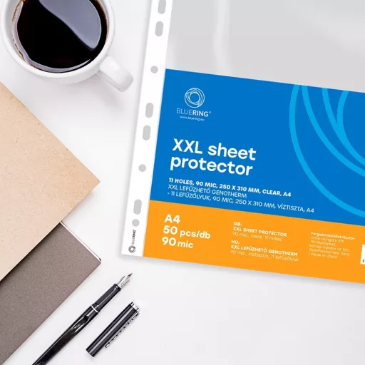 Genotherm lefűzhető, A4, XXL 90 micron 250x310mm, Extra SZÉLES víztiszta Bluering® 50 db/csomag – Tonerklinika Debrecen