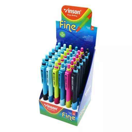 Golyóstoll nyomógombos 0,7mm Vinson 5237 Fine vegyes displ 36 db/display – Tonerklinika Debrecen