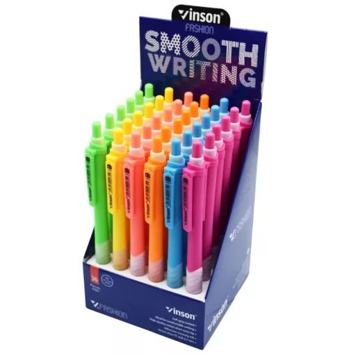 Golyóstoll nyomógombos 0,7mm Vinson Fashion C4 vegyes displ 36 db – Tonerklinika Debrecen