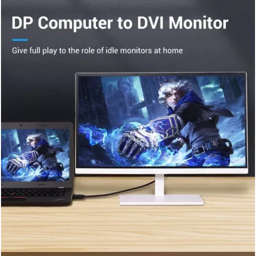 Vention Displayport -> DVI, (fekete), 1,5m, kábel