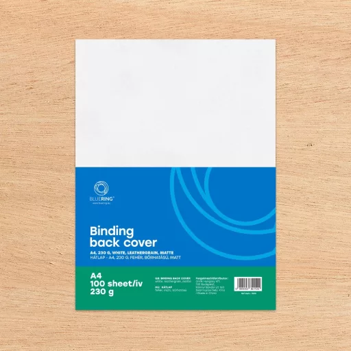 Hátlap, A4, 230 g. bőrhatású 100 db/csomag, Bluering® fehér – Tonerklinika Debrecen