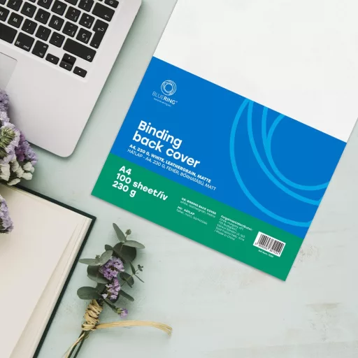 Hátlap, A4, 230 g. bőrhatású 100 db/csomag, Bluering® fehér – Tonerklinika Debrecen