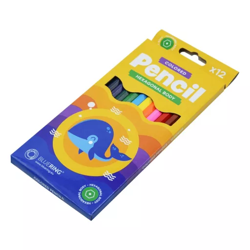 Színes ceruza készlet, hatszögletű Bluering® 12 klf. szín , Bálnás – Tonerklinika Debrecen