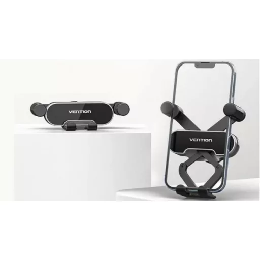 Vention telefon ( mechanikus rögzítéses, szellőzőrácsra, autós, fekete), tartó