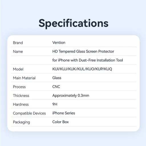 Vention iPhone 15 Pro Max, (HD edzett üveg, pormentesítővel), telefon kijelző védő üveg