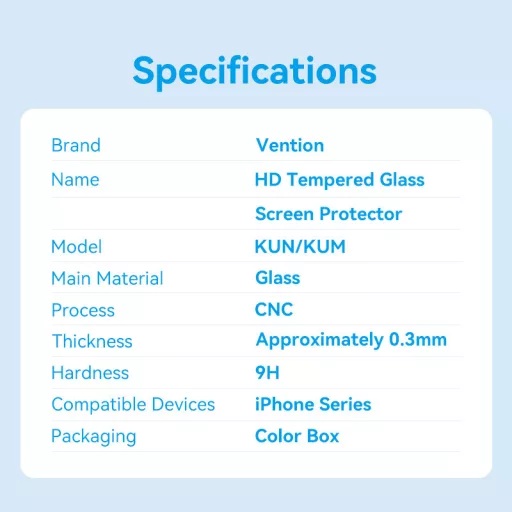 Vention iPhone 15 Plus, (HD edzett üveg), telefon kijelző védő üveg