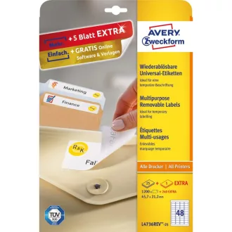 Etikett címke, 45,7 x21,2mm, univerzális visszaszedhető, 48 címke/ív, 25 ív/doboz, Avery fehér – Tonerklinika Debrecen
