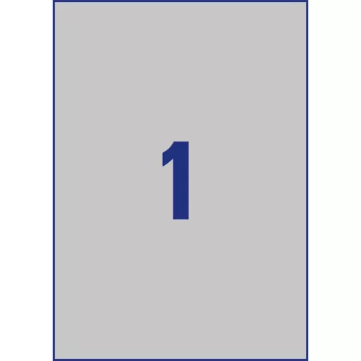 Etikett címke, 210 x297mm, ipari poliészter, 1 címke/ív, 20 ív/doboz, Avery ezüst – Tonerklinika Debrecen