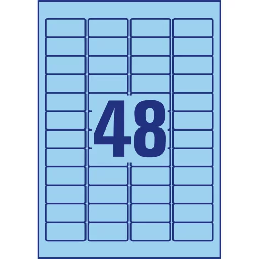 Etikett címke, 45,7 x21,2mm, univerzális visszaszedhető, 48 címke/ív, 20 ív/doboz, Avery kék – Tonerklinika Debrecen