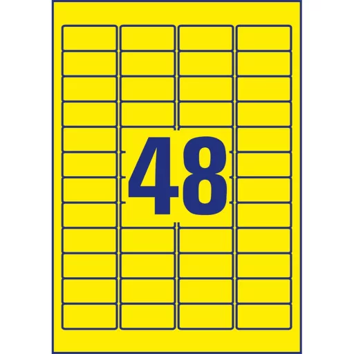 Etikett címke, 45,7 x21,2mm, univerzális visszaszedhető, 48 címke/ív, 20 ív/doboz, Avery sárga – Tonerklinika Debrecen