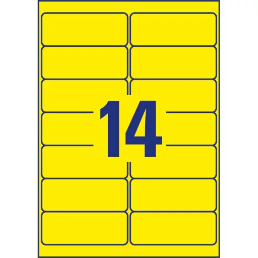Etikett címke, 99,1 x38,1mm, visszaszedhető, neon 14 címke/ív, 25 ív/doboz, Avery sárga – Tonerklinika Debrecen