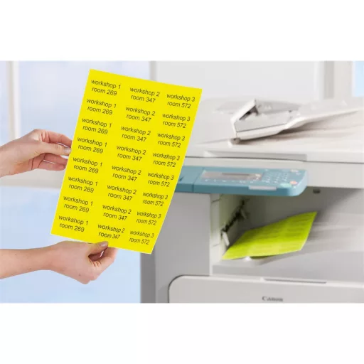 Etikett címke, 99,1 x38,1mm, visszaszedhető, neon 14 címke/ív, 25 ív/doboz, Avery sárga – Tonerklinika Debrecen