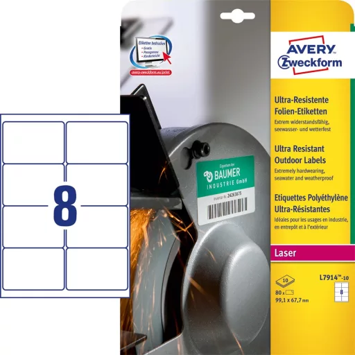 Etikett címke, 99,1 x67,7mm, ultra ellenálló 8 címke/ív, 10 ív/doboz, Avery fehér – Tonerklinika Debrecen