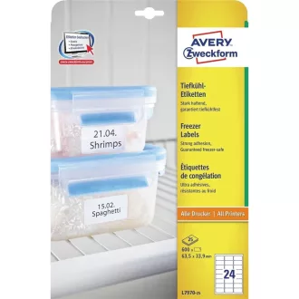 Etikett címke, 63,5 x33,9mm, fagyasztó 24 címke/ív, 25 ív/doboz, Avery fehér – Tonerklinika Debrecen