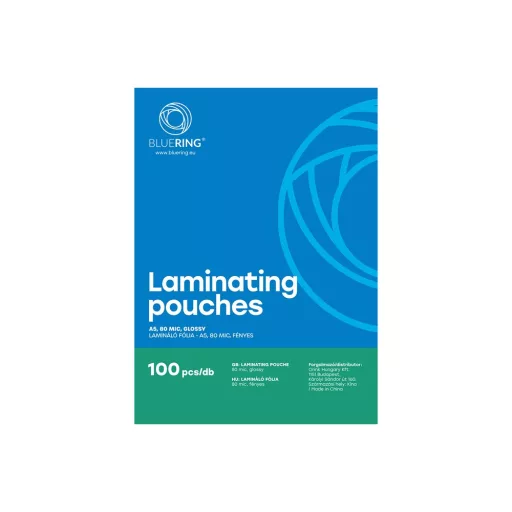 Lamináló fólia A5, 154x216mm, 80 micron 100 db/doboz, Bluering® – Tonerklinika Debrecen