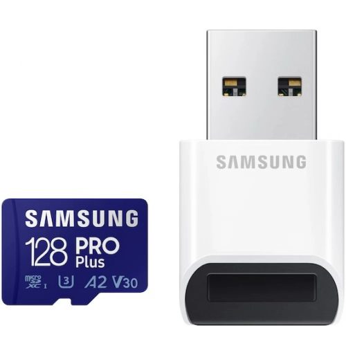 SAMSUNG SD káryta, 128GB, PRO PLUS, olvasó, Blue Wave