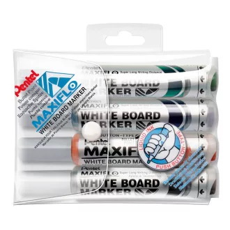Táblamarker készlet, 2,5mm, kerek hegyű, Pentel Maxiflo, 4 klf. szín – Tonerklinika Debrecen