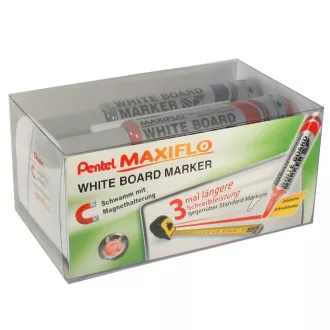 Táblamarker+törlő készlet 2,5mm, kerek hegyű, Maxiflo Pentel, 4 klf. szín – Tonerklinika Debrecen