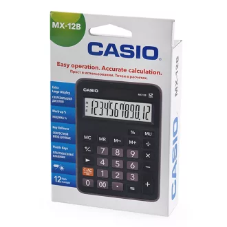Számológép asztali 12 digit, döntött kijelző Casio MX12B fekete – Tonerklinika Debrecen