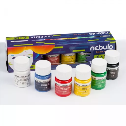 Tempera készlet, 25 ml, tégelyes, Nebulo 6 klf. szín – Tonerklinika Debrecen