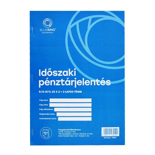 Időszaki pénztárjelentés A/4 álló 25x2+2lapos b.13-21/VX Bluering®