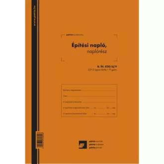 Építési napló 25x3lapos +9 db 3lapos garnitúra B.ÉTI.820/V – Tonerklinika Debrecen