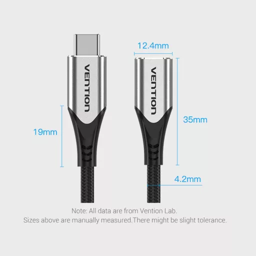 Vention USB-C 3.1/M -> USB-C 3.1/F, 1m, (hosszabbító,szövet), kábel