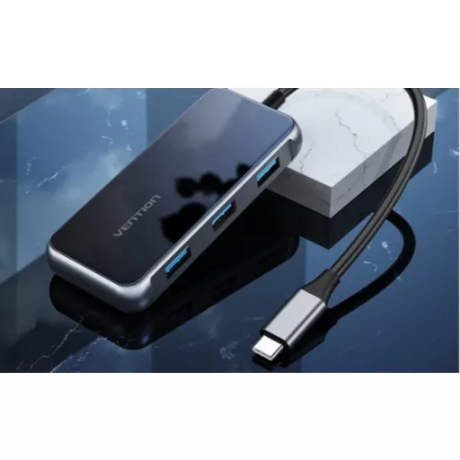 Vention USB-C -> HDMI/VGA/USB3.0/PD (0,15m Szürke, fém Ötvözet) konverter