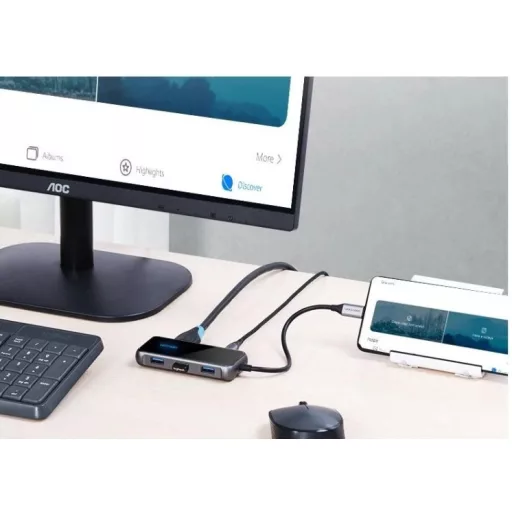 Vention USB-C -> HDMI/VGA/USB3.0/PD (0,15m Szürke, fém Ötvözet) konverter