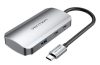 Vention USB-C -> USB3.0*3/Gigabit Ethernet/PD, 0,15m (szürke fémszerű), Hub