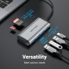 Vention USB-C -> USB3.0*3/TF/SD/PD (0,15m Szürke Aluminum Ötvözet), Hub