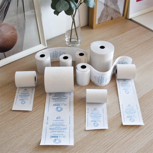 Bluering Hőpapír 80 mm széles, 75fm hosszú, cséve 12mm, 4 tekercs/csomag, ( 80/80 ) BPA mentes Bluering® – Tonerklinika Debrecen