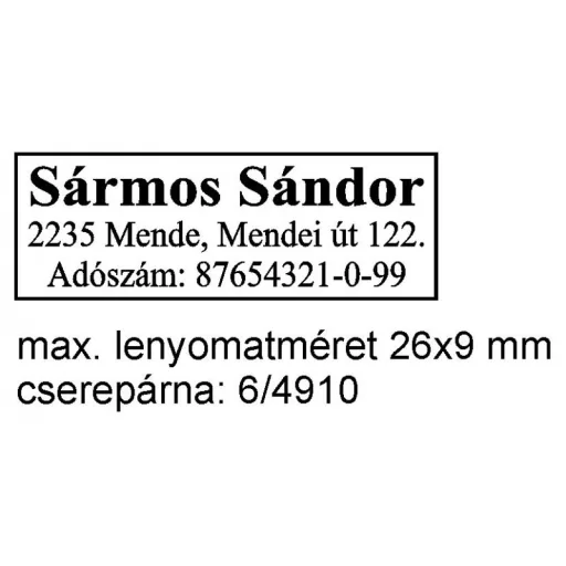 Trodat 4910 3 soros bélyegző lenyomattal együtt Fekete