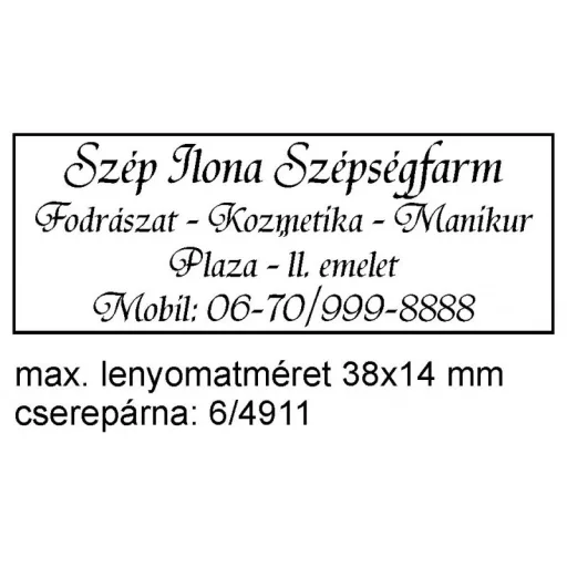 Trodat 4911 Fehér bélyegző lenyomat minta – Tonerklinika