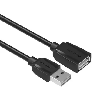   Vention USB-A 2.0/M -> USB-A 2.0/F  (hosszabbító,PVC,fekete), 1m, kábel